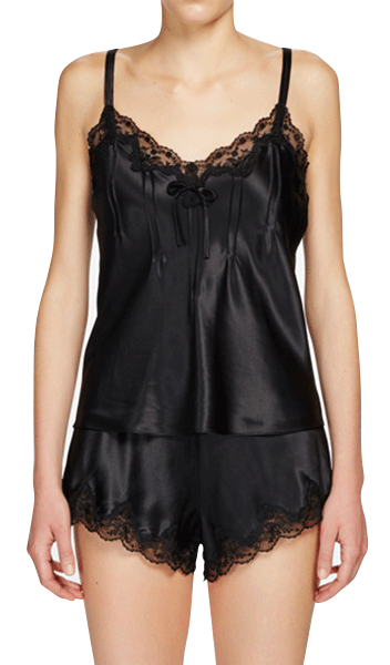 GINIA - Pintuck Silk Cami with Lace