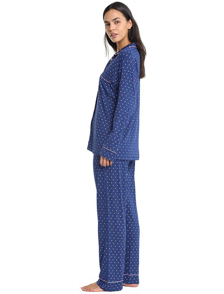 Papinelle - Modal Soft Kate PJ in Navy & Pink Spot