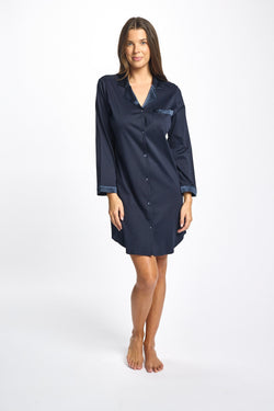 Love & Lustre - Long Sleeve Supima Cotton Silk Trim Nightie