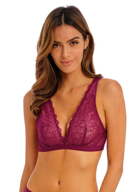 Wacoal - Lace Perfection Wirefree Bralette - Red Plum – Peachie Lingerie