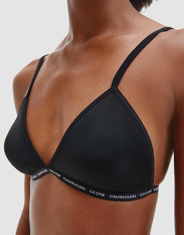 Calvin Klein CK One Cotton unlined triangle bra in black